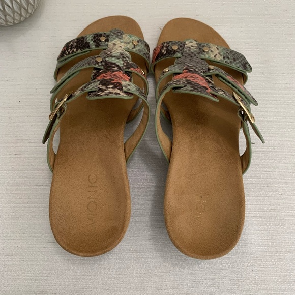 Vionic By Orthaheel Park Radia Mint/Black Crocodile Wedge Sandals Woman’s 8 - Picture 10 of 12